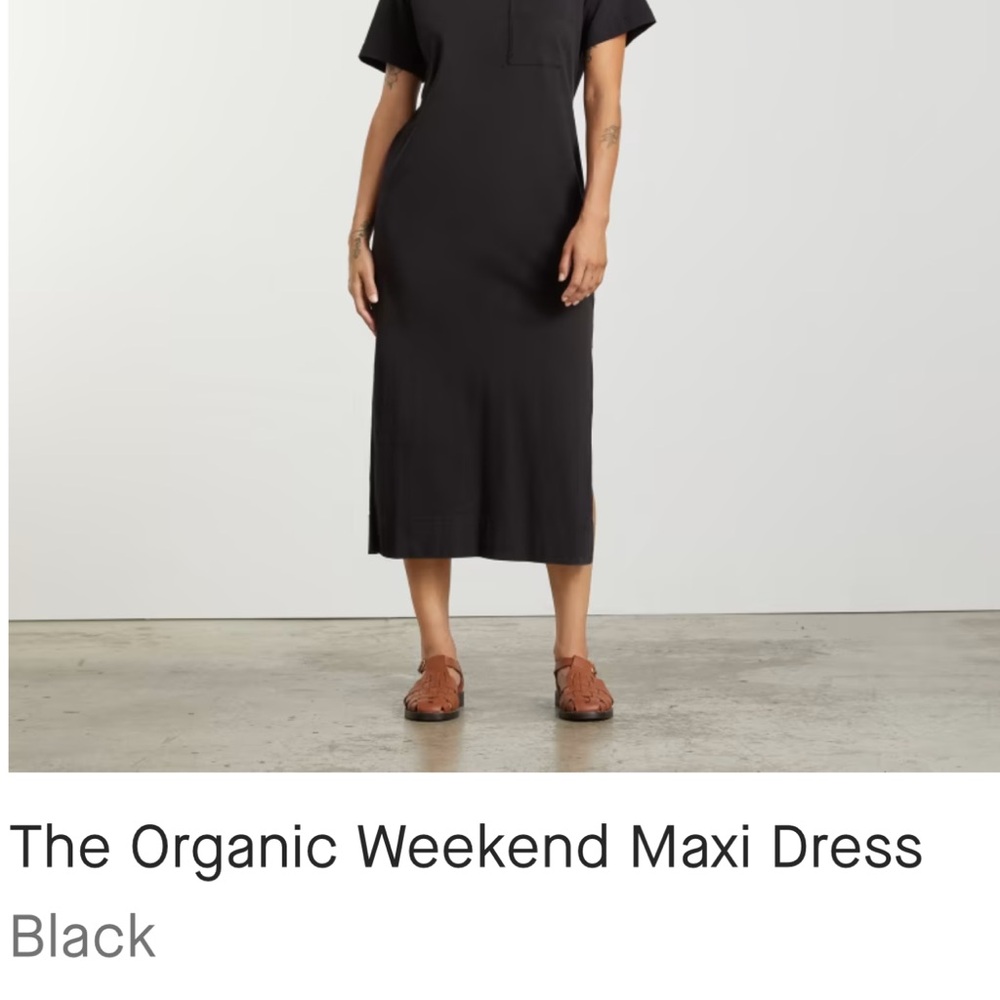 Black Casual Sheath Maxi Dress with Short Sleeves and Crew Neck
